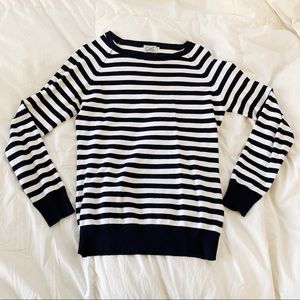White and navy striped long sleeve!